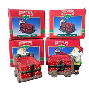 Vintage 1995 Magic Creations Santa Candle Cart Set of 4 Unused w/ Boxes